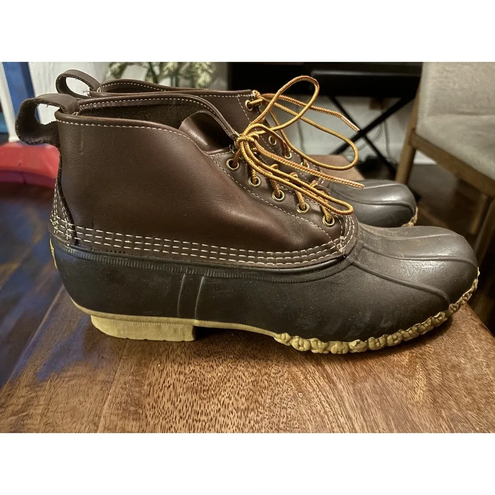 LL Bean Bean Boots Shoes Mens Size 14 Leather Rubber Duck Lace Up Waterproof USA
